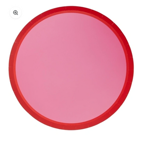 Pink and Red Color Block Dinner Plates