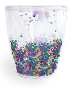 Mardi Gras Acrylic Glitter Wine Glass