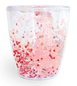 Valentine's Day Glitter Acrylic Wine Glass