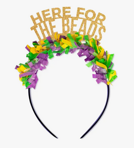 Here For The Beads Mardi Gras Party Headband Crown