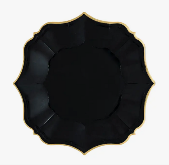 Black Dessert Plates with Gold Rim