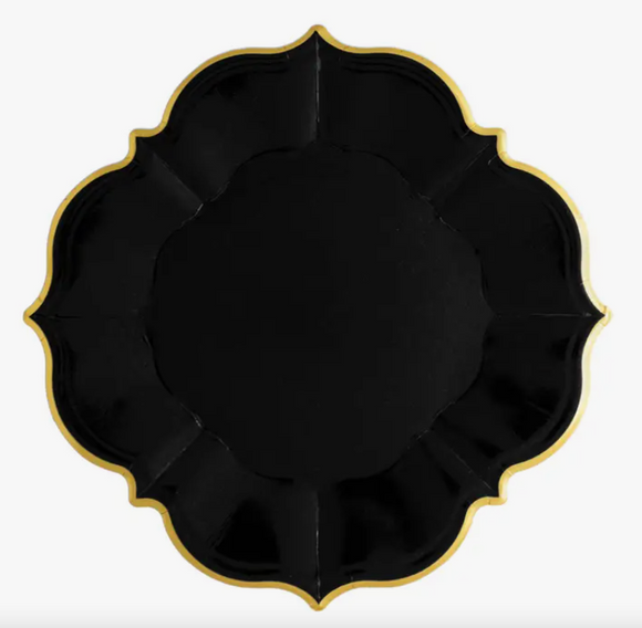 Black Lunch Plates with Gold Rim