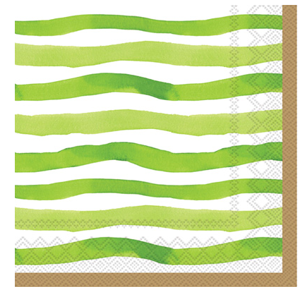 Wavy Stripe Green Beverage Napkins