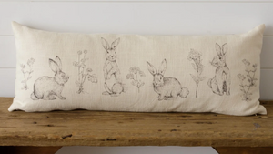 Lumbar Pillow - Rabbit and Wildflowers