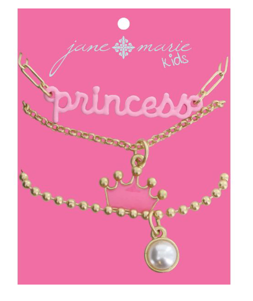 Kids Triple Pink & Gold Princess Necklaces