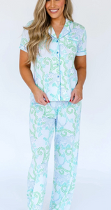 Pajamas Pants Set Easy Leopard Lounge - Blue