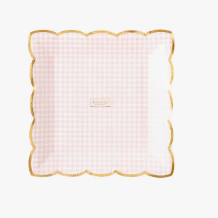 Pink Gingham Scalloped Plates