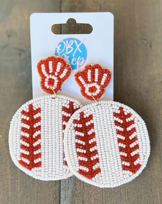 Baseball Mitt Beaded Earrings