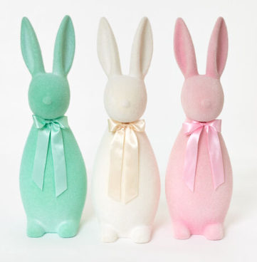 Flocked Pastel Button Nose Bunny - Large