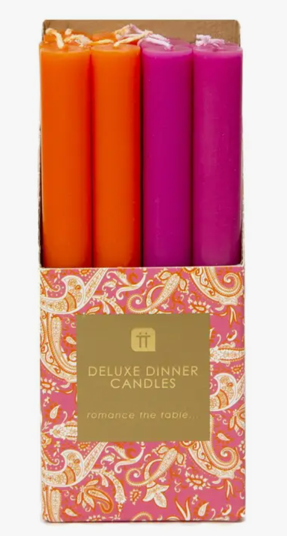 Boho Inner Straight Dinner Candles - Orange & Pink