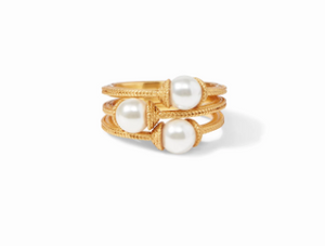 Calypso Trio Ring Set - Pearl/Size 7