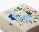 Garden Party Blue Medium Embroidered Keepsake Box