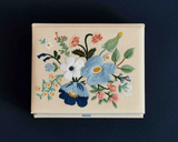 Garden Party Blue Medium Embroidered Keepsake Box