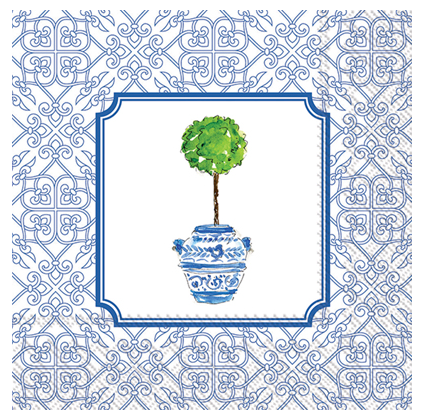 Blue Topiary Beverage Napkins