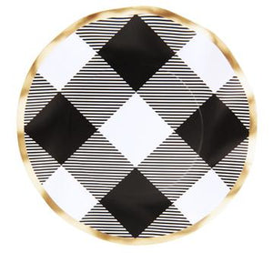 Black Buffalo Check w/ Gold Wavy Salad Plates