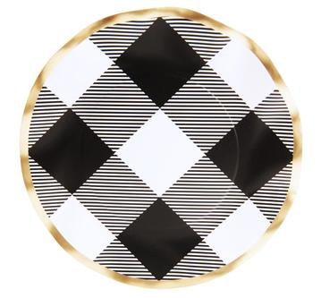 Black Buffalo Check w/ Gold Wavy Salad Plates