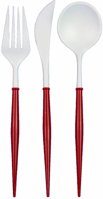 Bella Cutlery - White/Red Handle